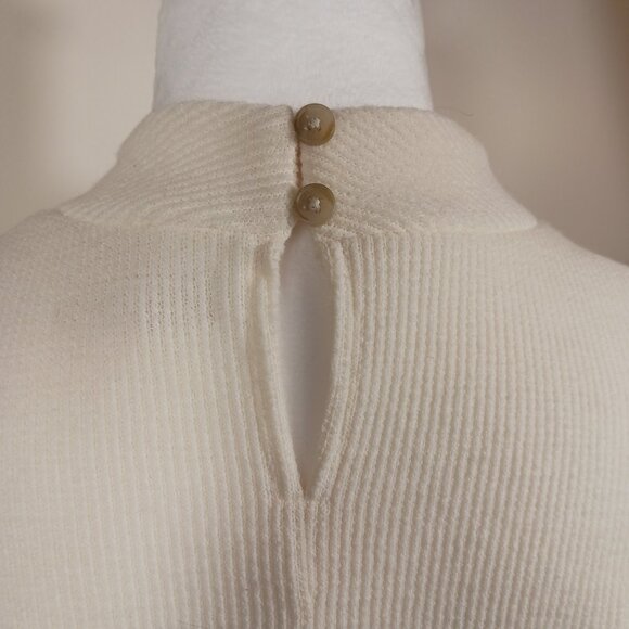 Madewell, Ivory, Weave Mix, Mock Neck, Bubble Sleeve Top, SZ Large, Style NC638 - Picture 6 of 16